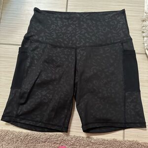 Black Leopard Print Shorts